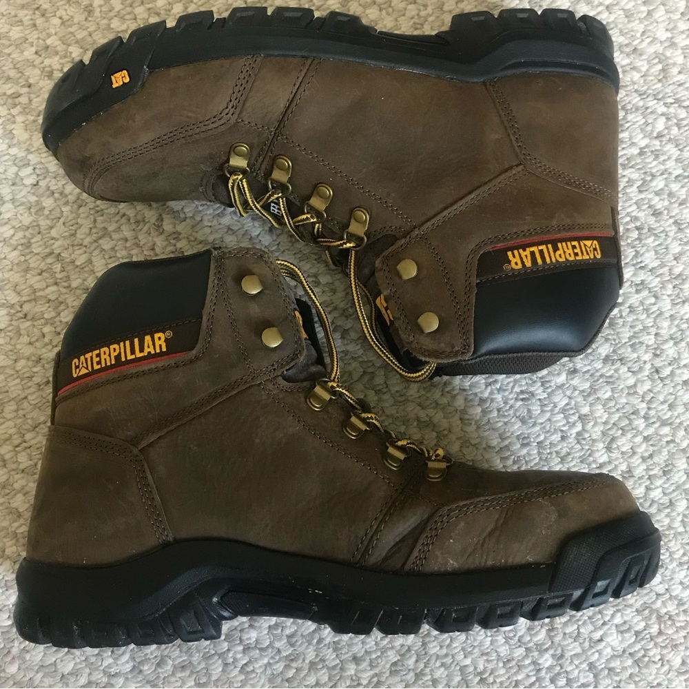 CAT Steel Toe Work Boots. Brown Leather. Size 12 Wide. - Picture 5 of 12
